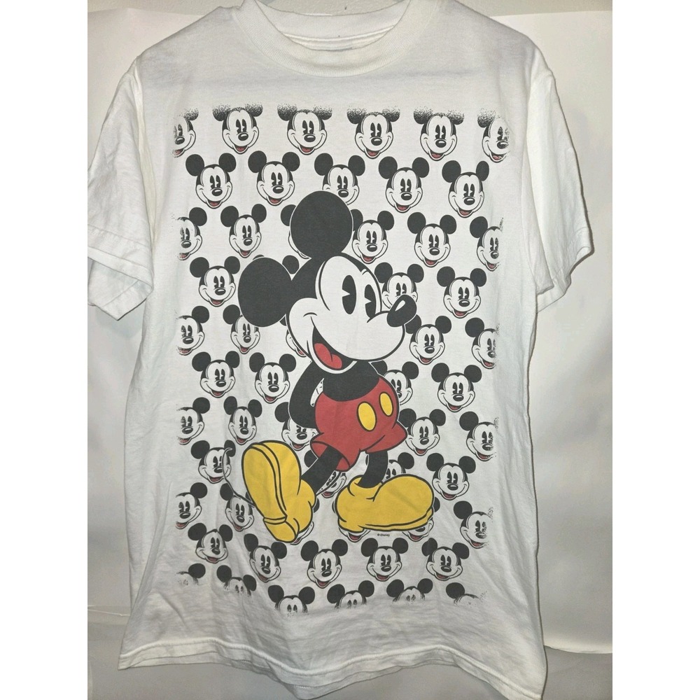 Vintage Y2k Mickey Mouse Big Print Size Medium Multiple Heads Disney Land World